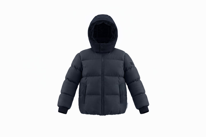 coat padded corduroy detail with hood - black