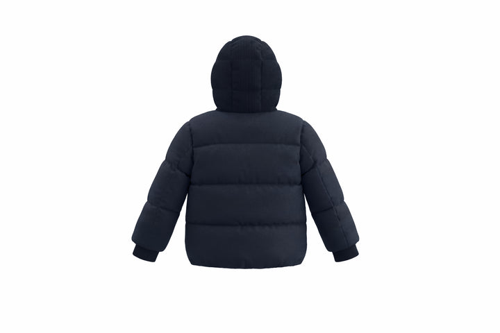 coat padded corduroy detail with hood - black