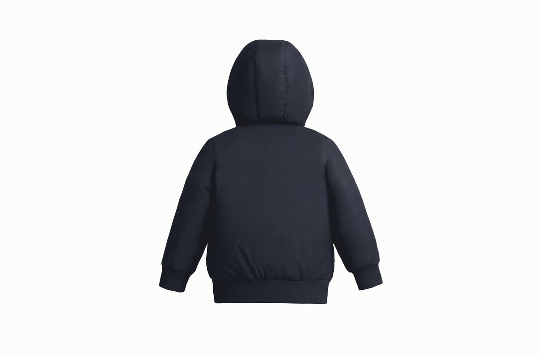 coat padded contrast zipper with sherpa hood - black/pink