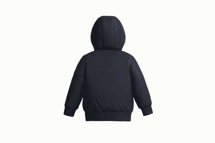 coat padded contrast zipper with sherpa hood - black/pink