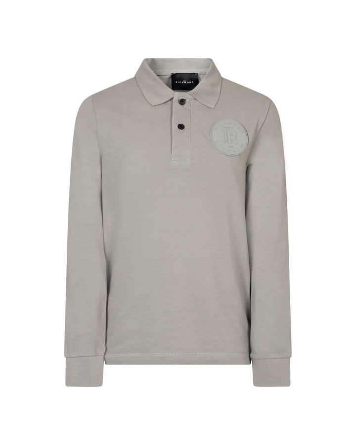 polo l/s logo emblem - grey melange