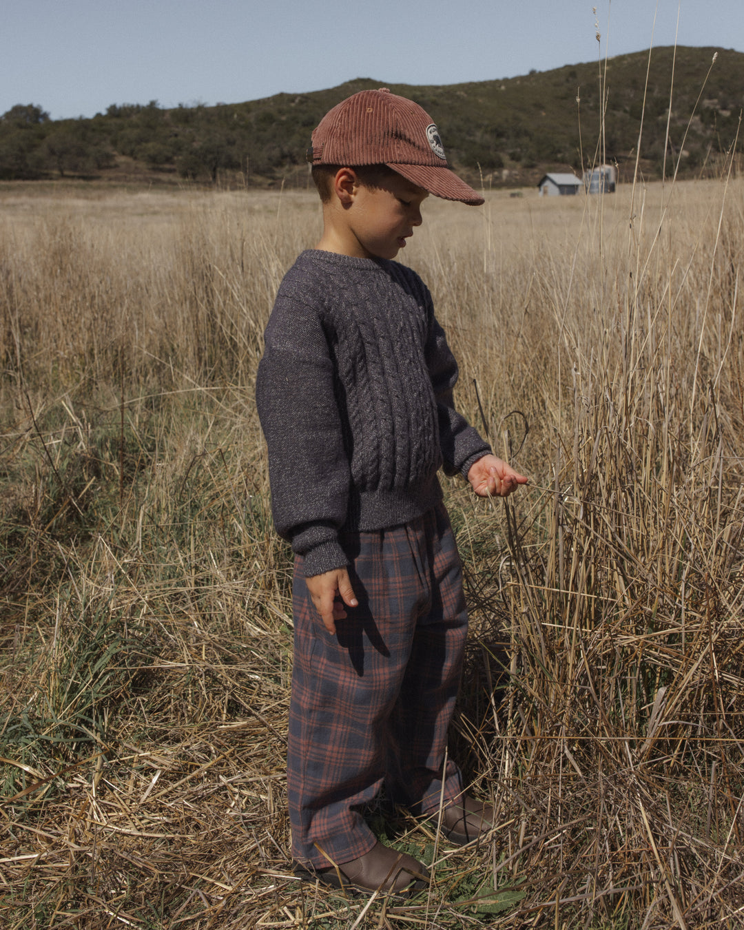 top l/s heathered cable knit sweater - midnight