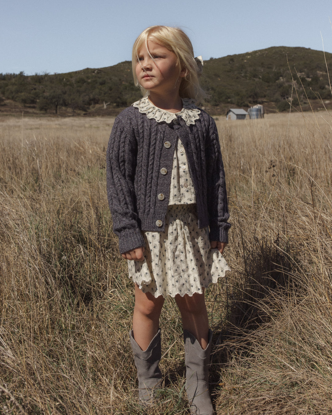 cardigan heathered cable knit - midnight