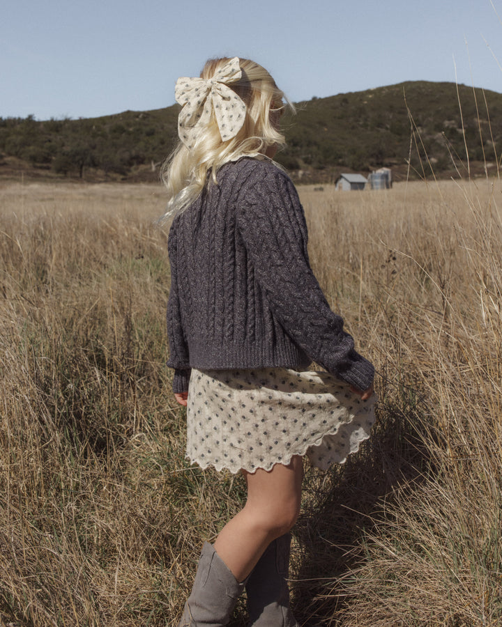 cardigan heathered cable knit - midnight