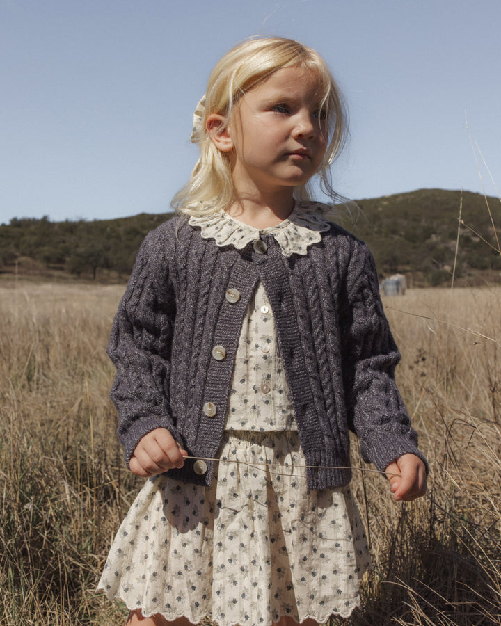 cardigan heathered cable knit - midnight