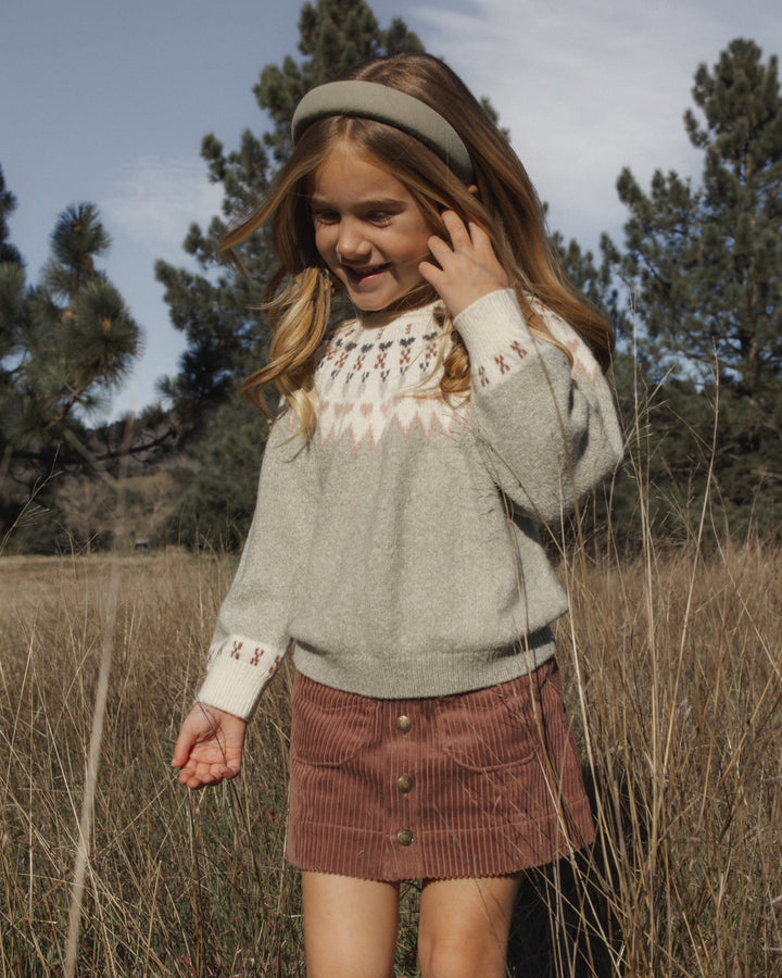 top l/s fair isle sweater - sage