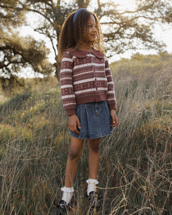 top l/s multi stripe knit sweater - mulberry