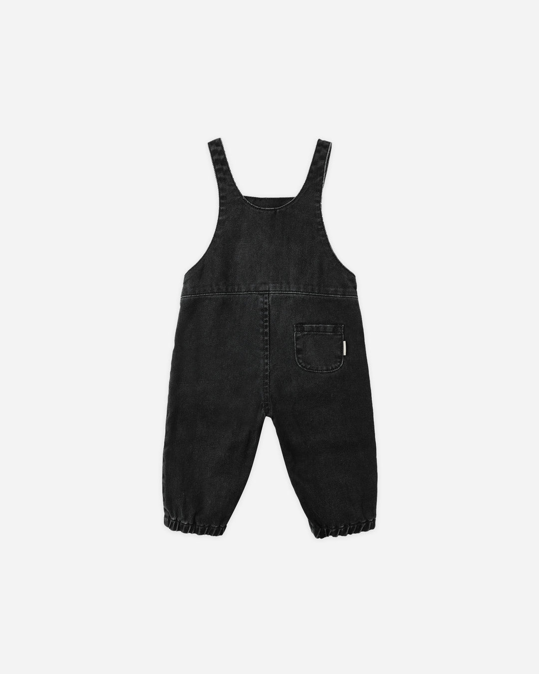 one piece denim long overalls - black