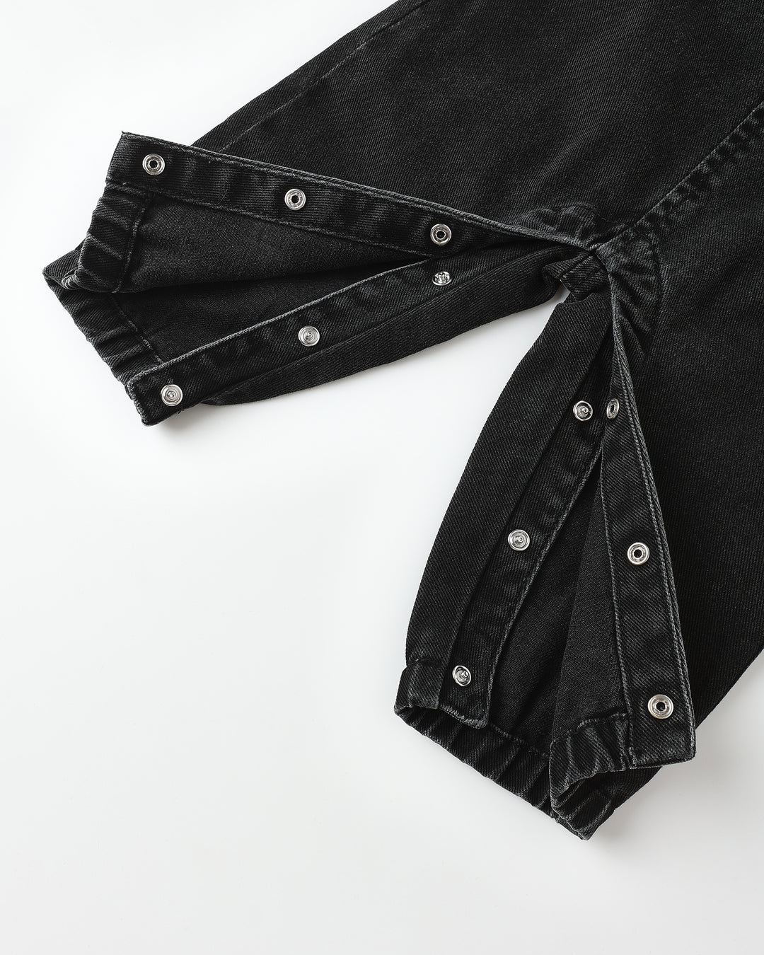 one piece denim long overalls - black