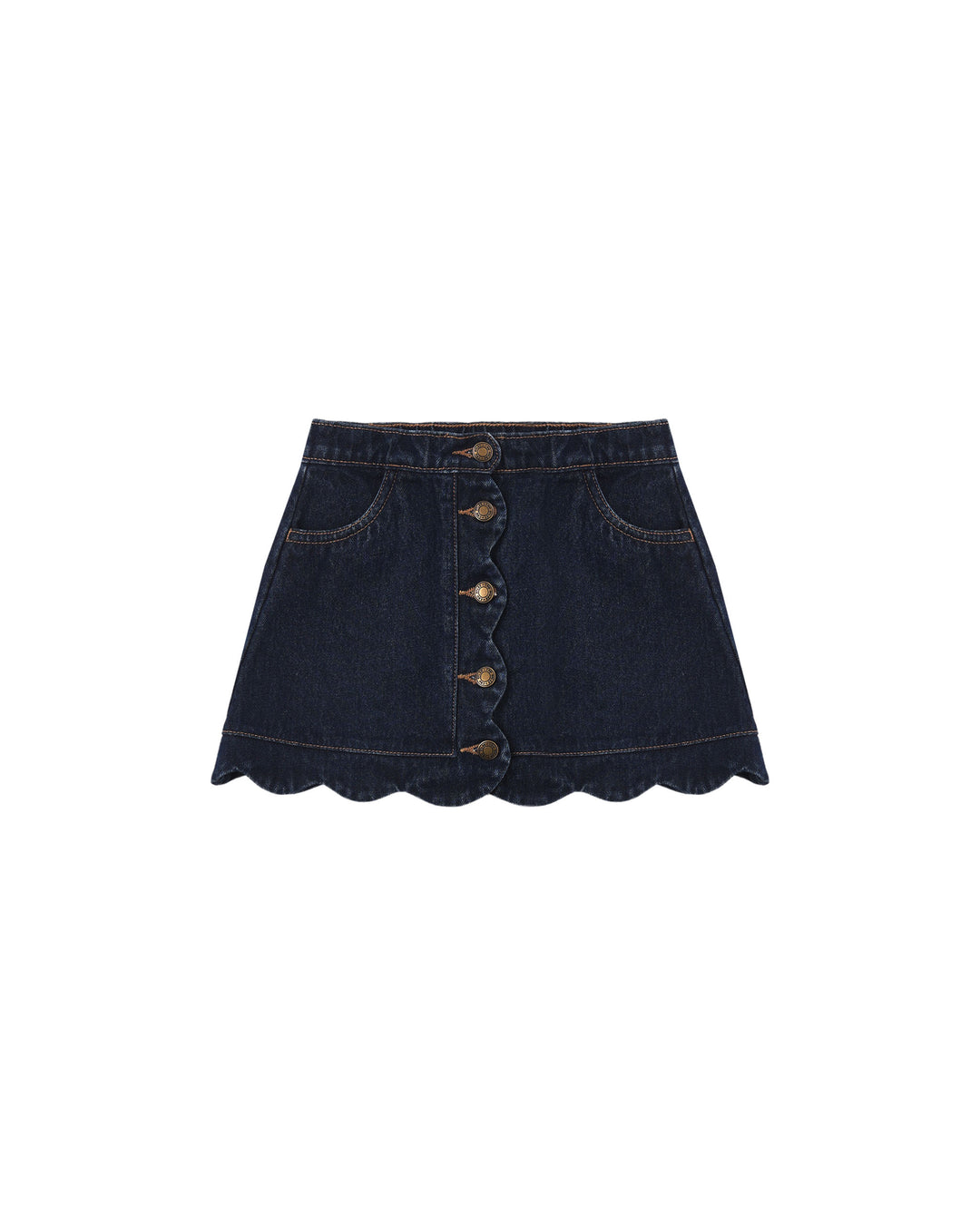 skirt denim scallop detail - dark indigo