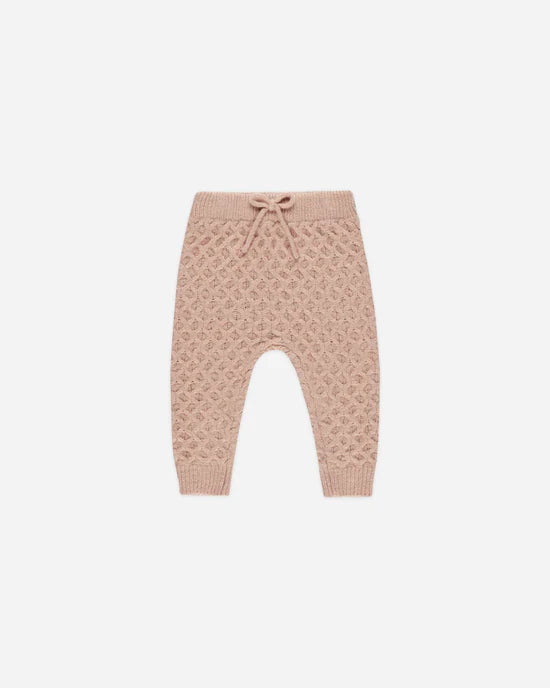 set outfit knit honeycomb top and legging - rose