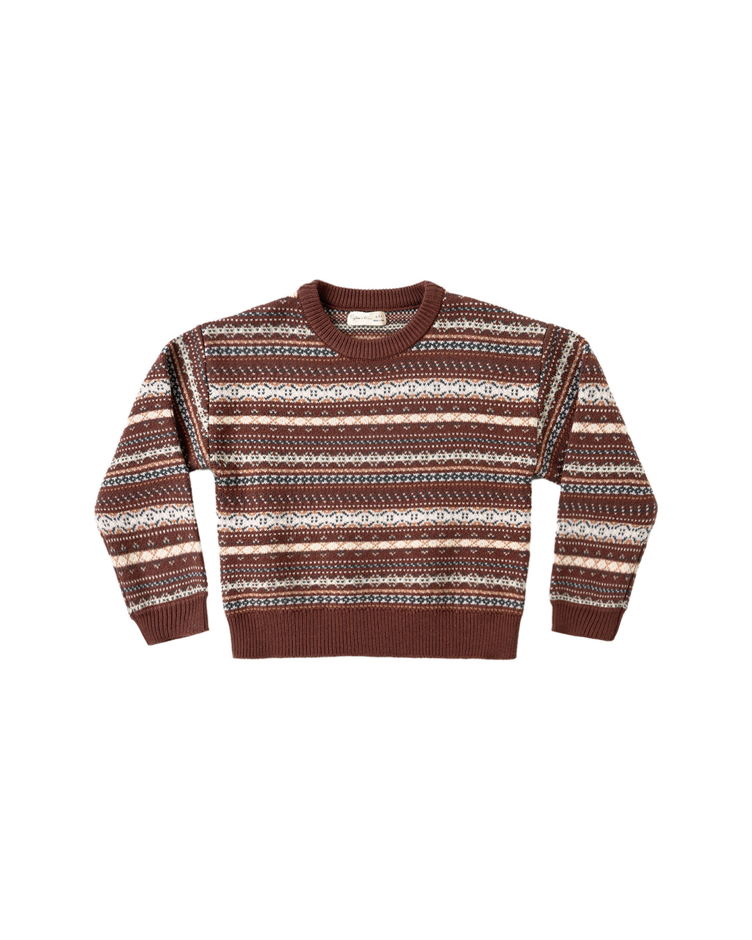 top l/s multi stripe knit sweater - mulberry