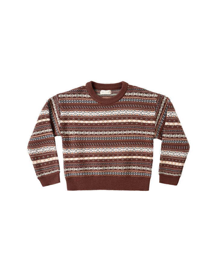top l/s multi stripe knit sweater - mulberry