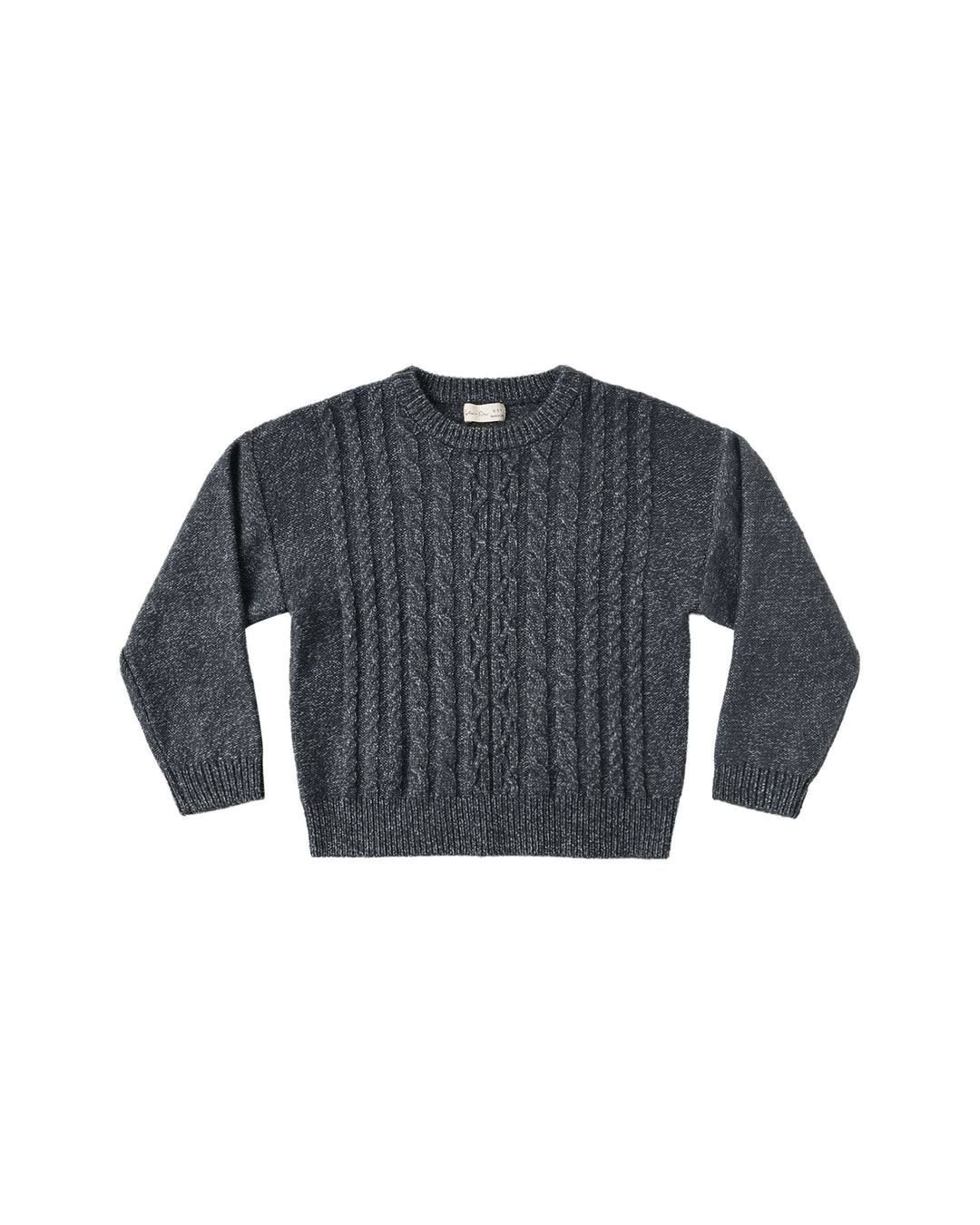top l/s heathered cable knit sweater - midnight