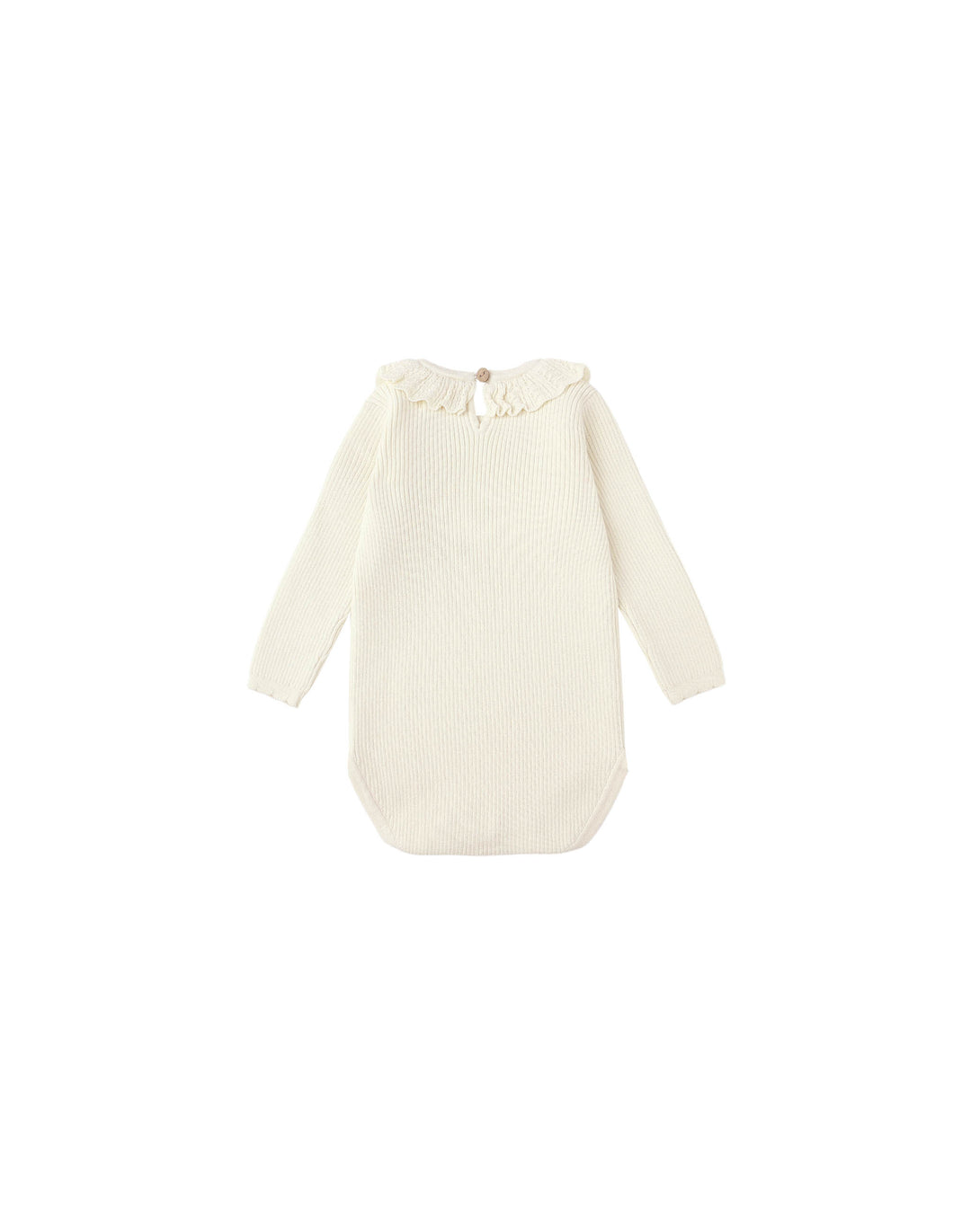 set outfit ribbed knit collared onesie and leggings - natural