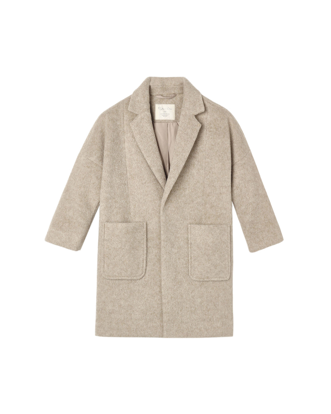 coat wool longline trench - stone