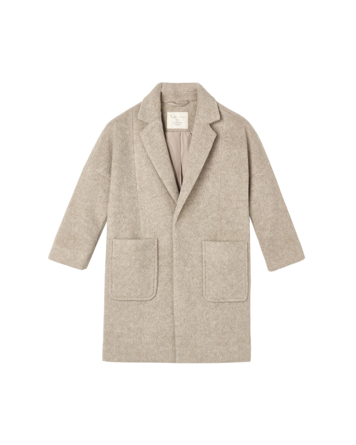 coat wool longline trench - stone
