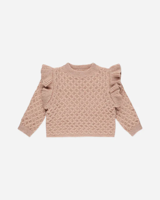 set outfit knit honeycomb top and legging - rose