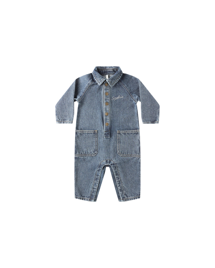 one piece l/s collared overalls denim - indigo