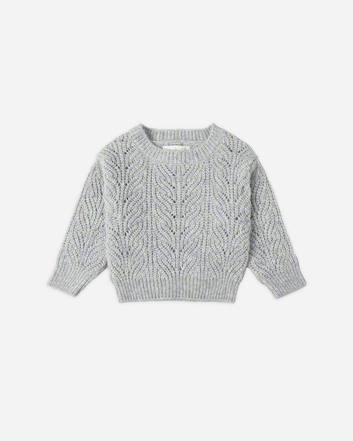 top l/s mixed knit sweater - blue