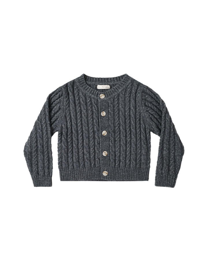 cardigan heathered cable knit - midnight