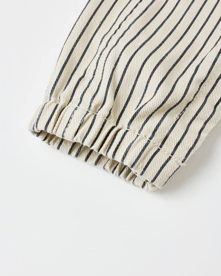 one piece pinstriped long overalls with side pockets - natural