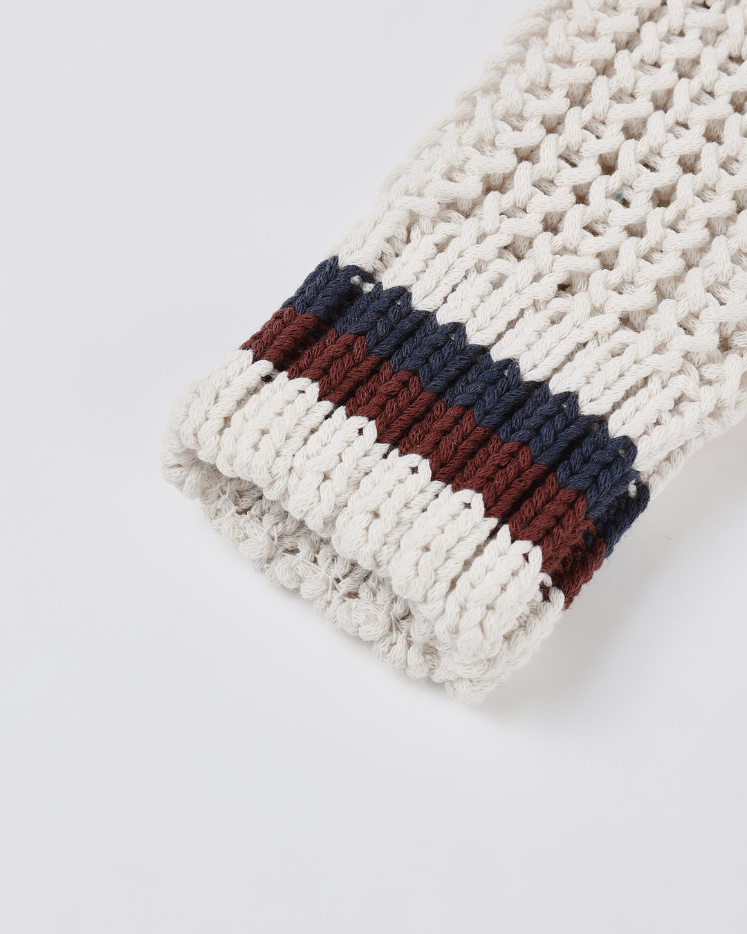 top l/s chunky knit v striped cardigan - natural