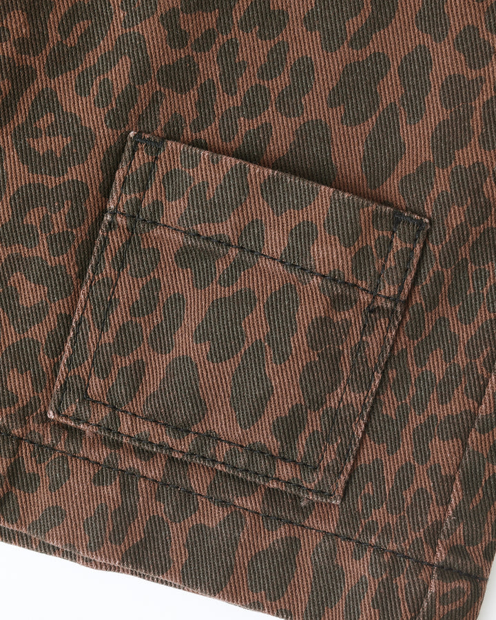 vest leopard print front tie - brown