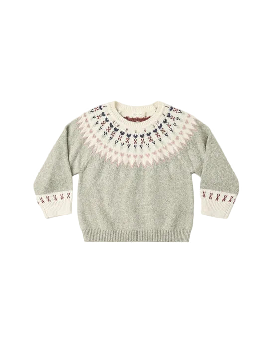 top l/s fair isle sweater - sage