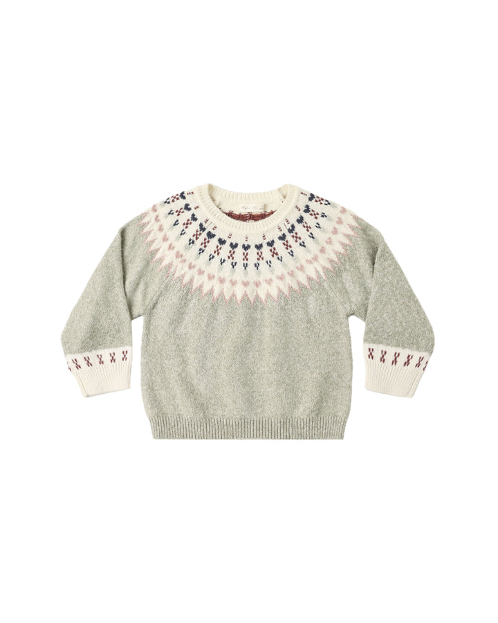 top l/s fair isle sweater - sage