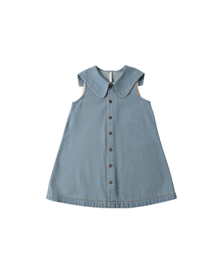 dress washed contrast stitch button down jumper - blue
