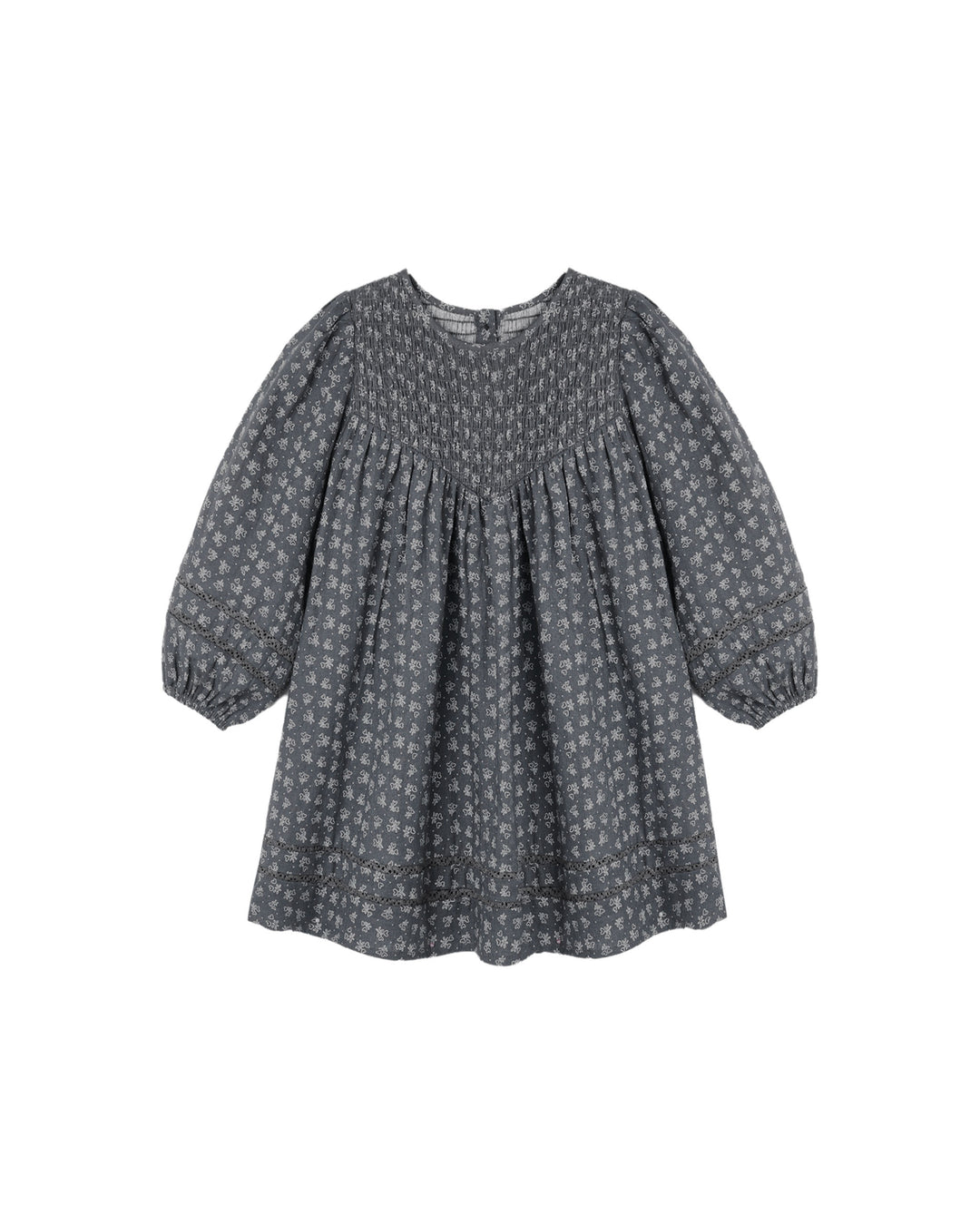 dress smocked heart ditsy print - midnight