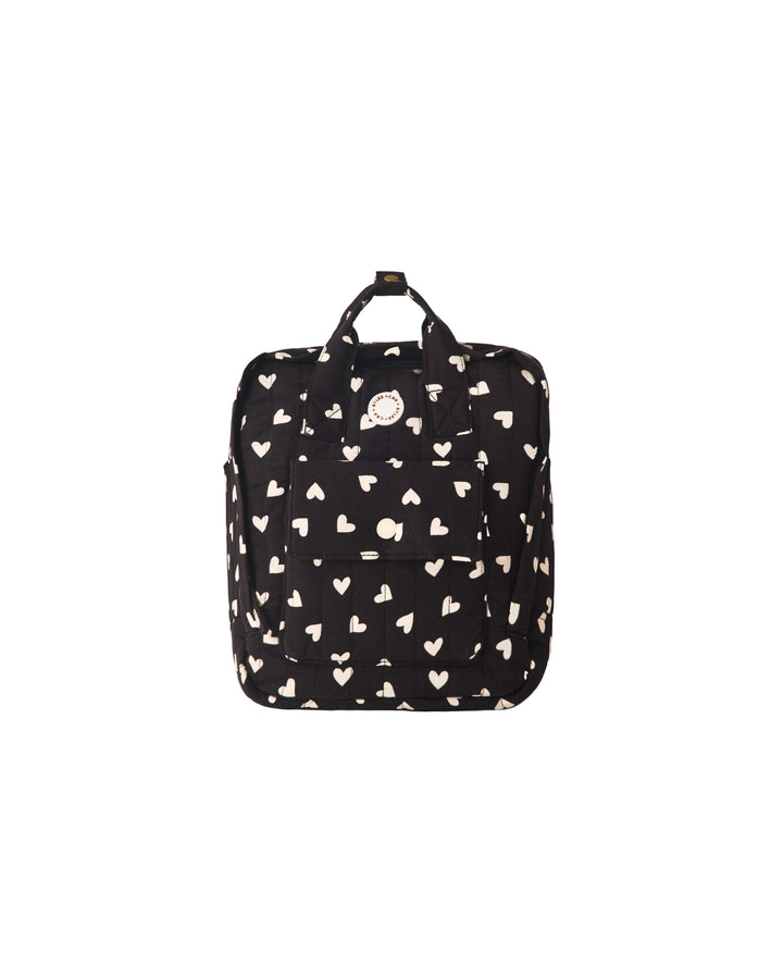 backpack mini heart print - black
