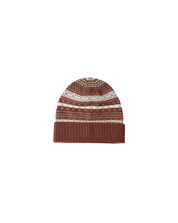 hat multi stripe knit beanie - mulberry