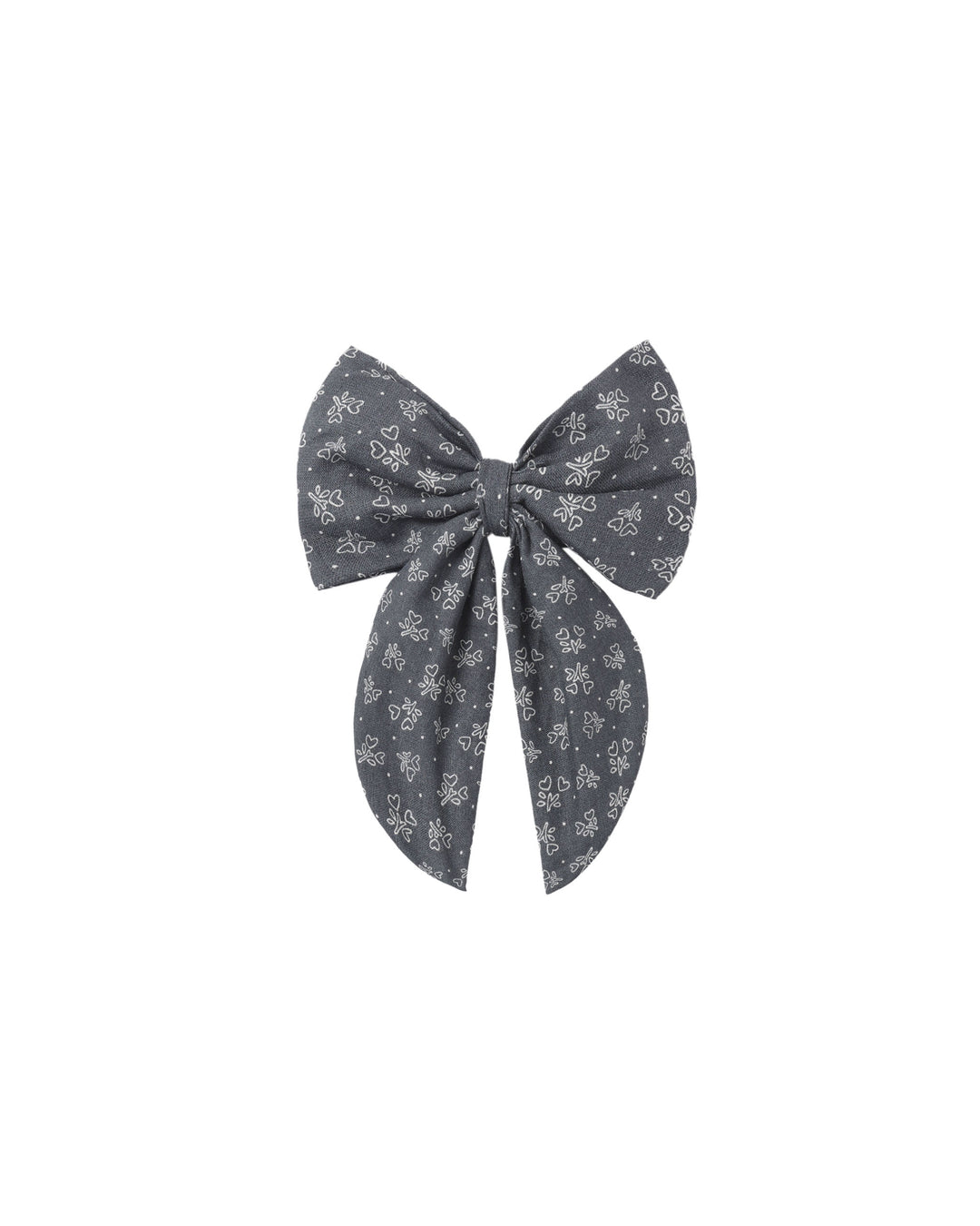 clip heart ditsy large bow - midnight
