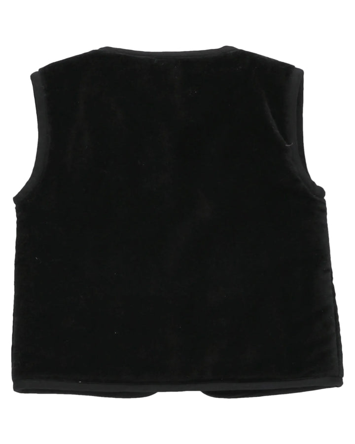 vest velour embroidered tie - black