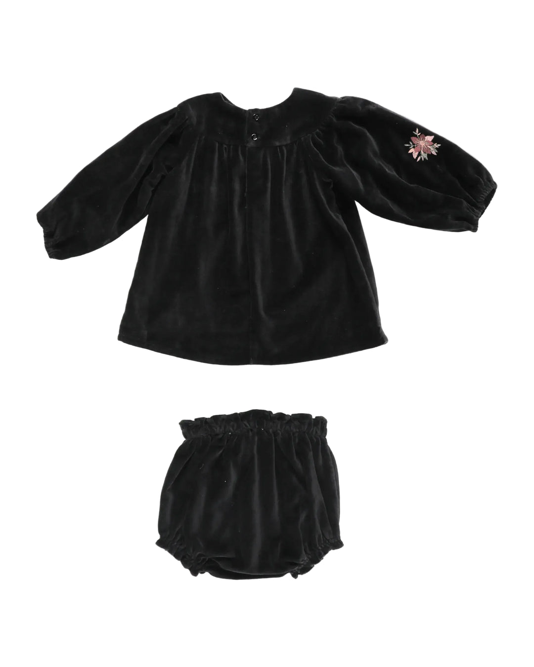 set outfit velour embroidered shirt and bloomers - black