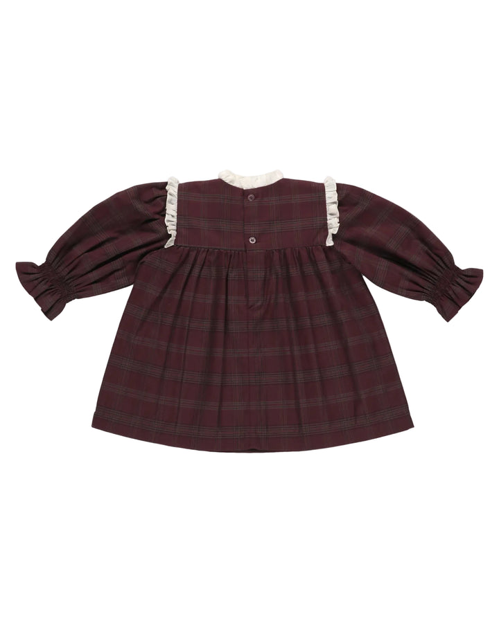 set outfit plaid ruffled shirt and bloomers - plum