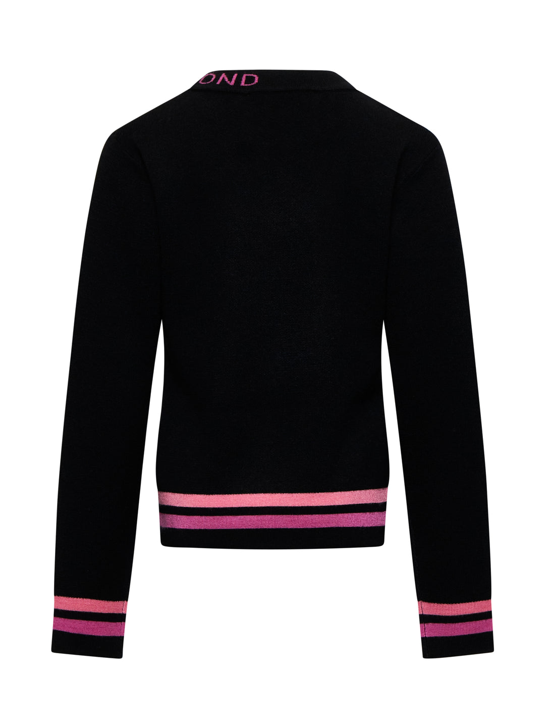 top l/s striped edge sweater with neck logo - black/vivacious