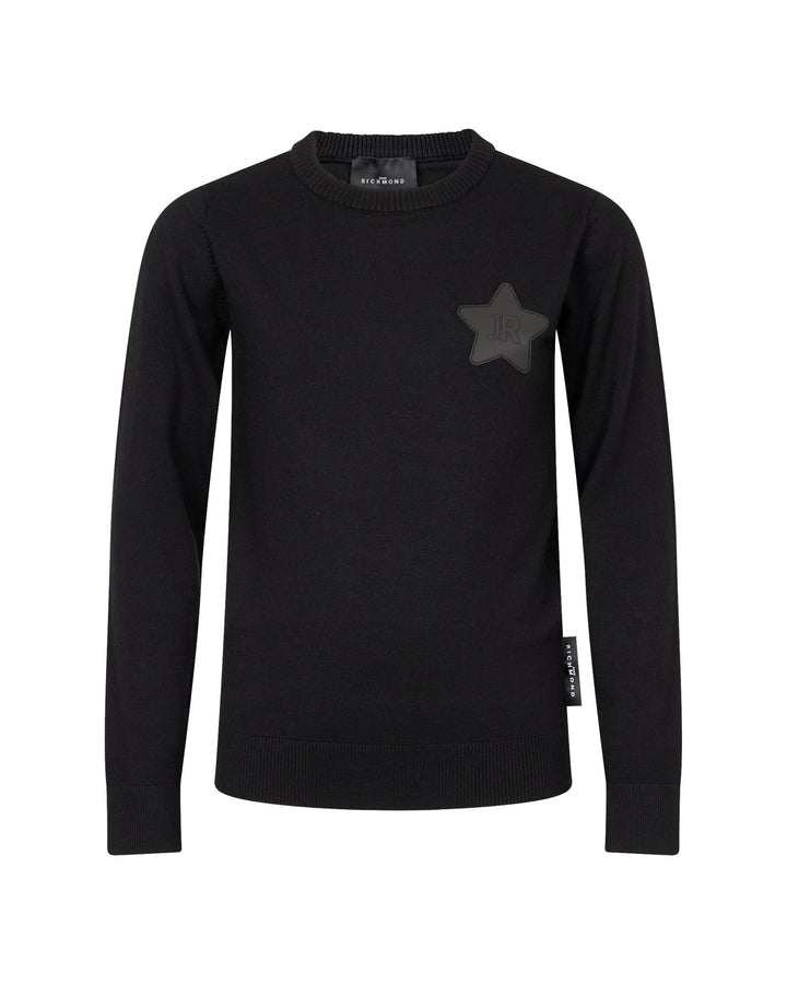 top l/s star logo sweater - black