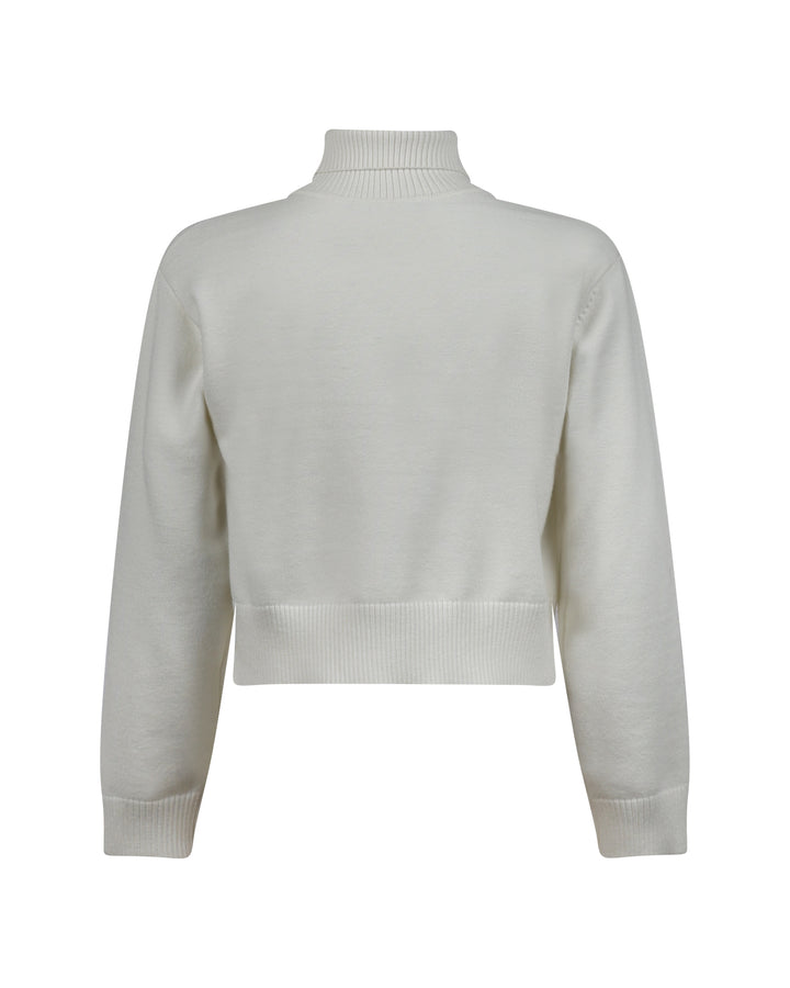 top l/s logo print turtleneck sweater - off white