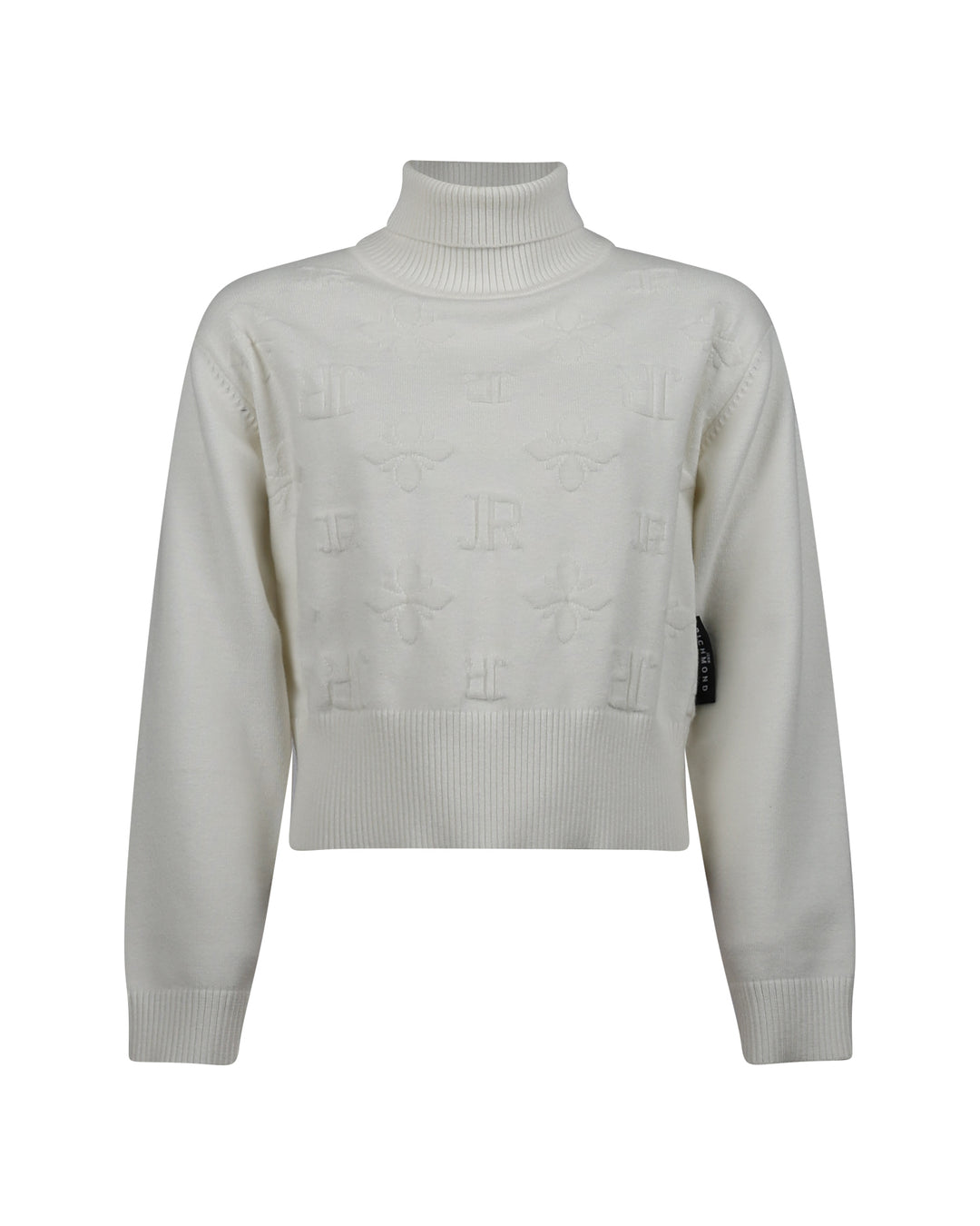 top l/s logo print turtleneck sweater - off white
