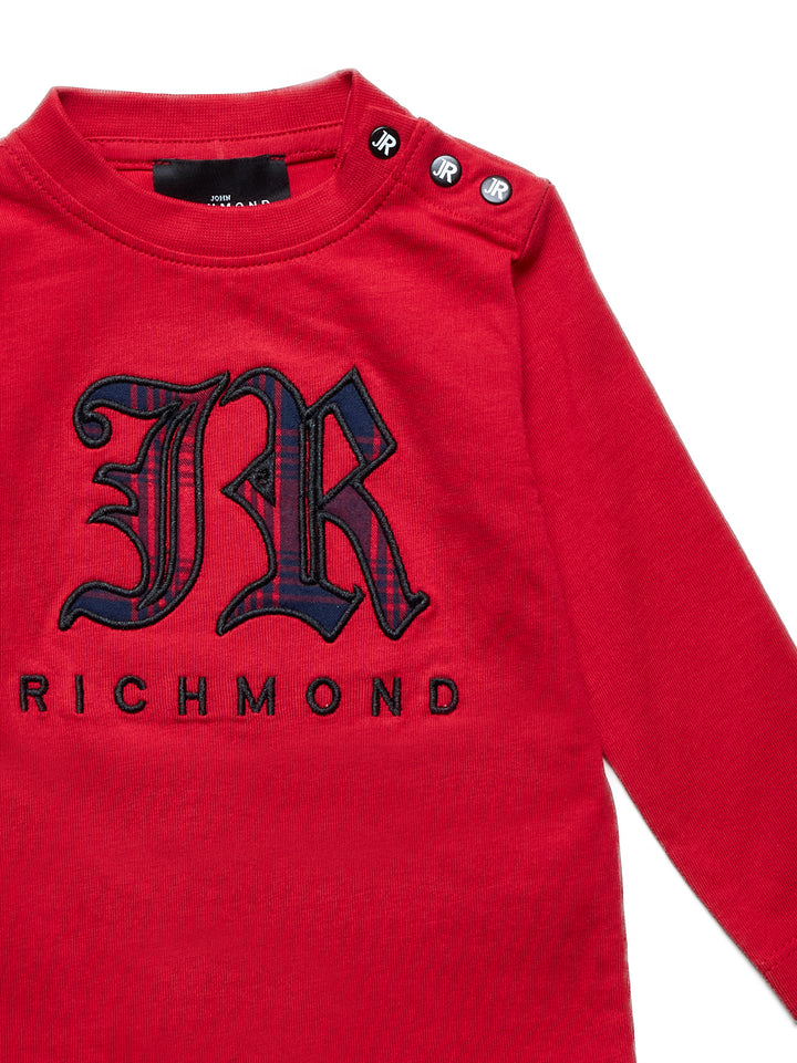 tee l/s plaid logo - cherry barbados