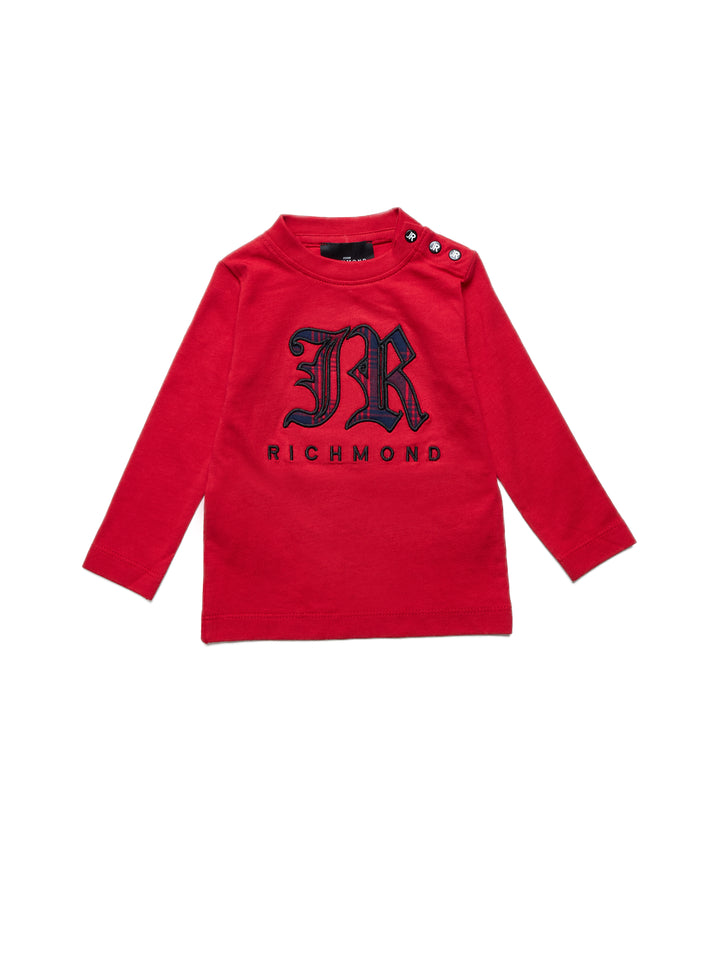 tee l/s plaid logo - cherry barbados