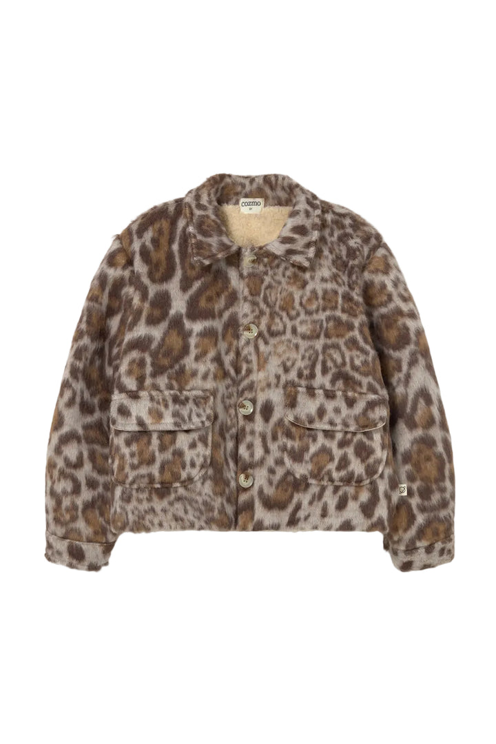 coat leopard print fur jacket with sherpa interior - animal print