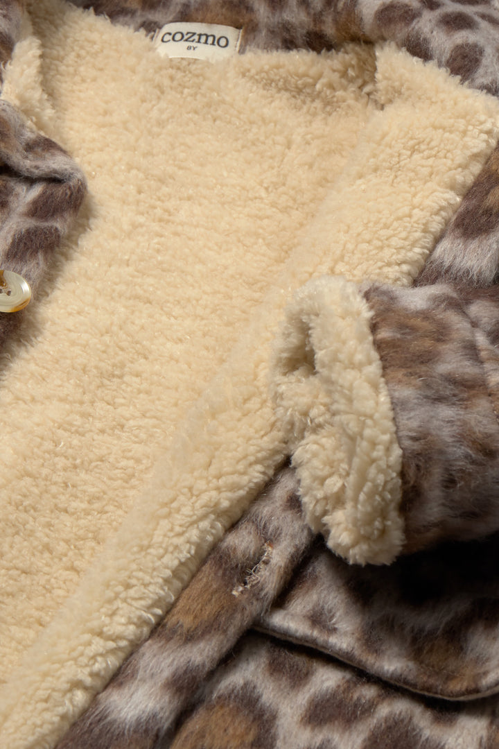 coat leopard print fur jacket with sherpa interior - animal print
