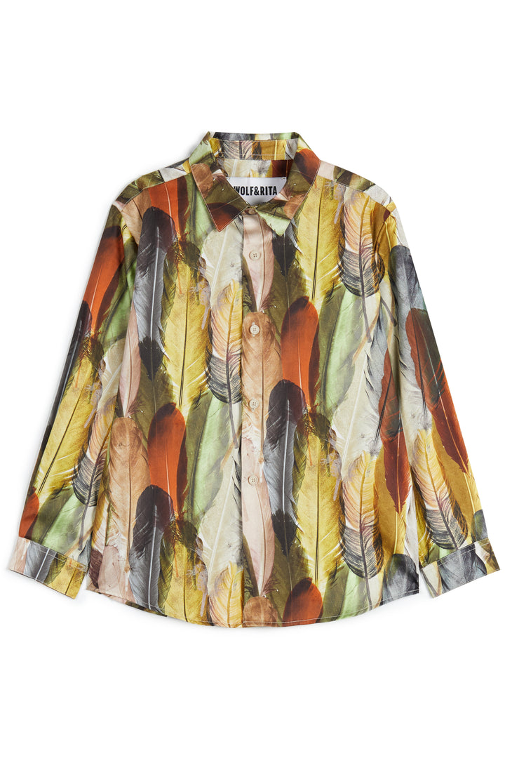 shirt l/s feather print - roberto indios