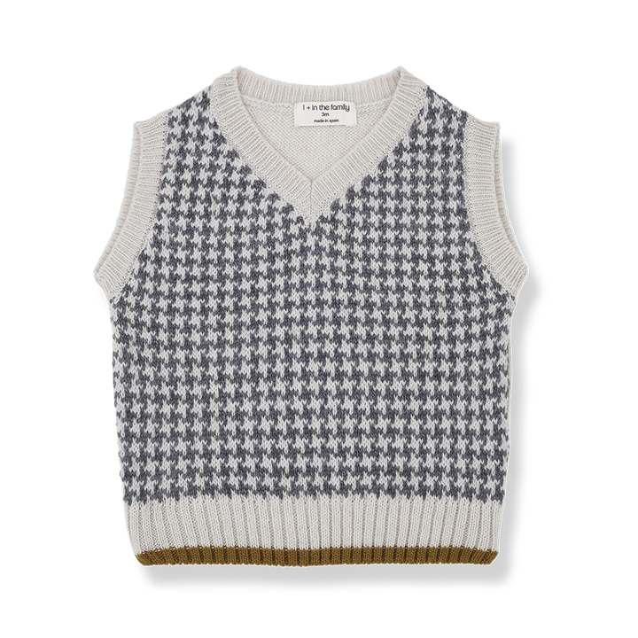 vest knit houndstooth - oatmeal