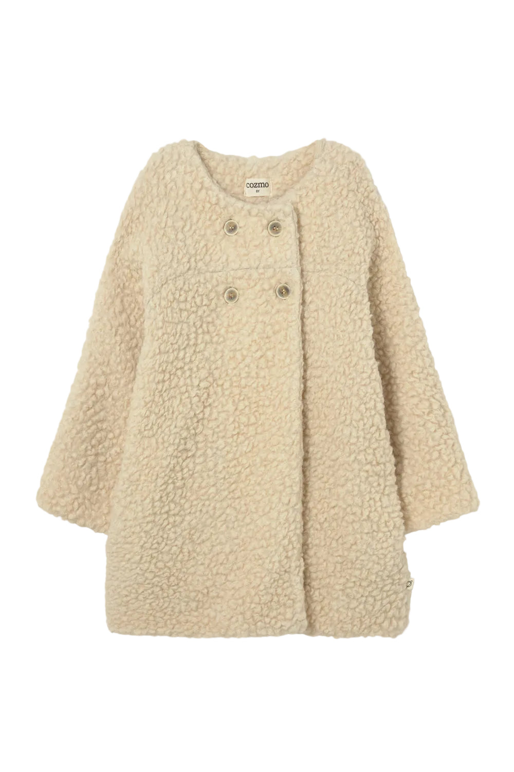 coat sherpa double breasted long - ivory