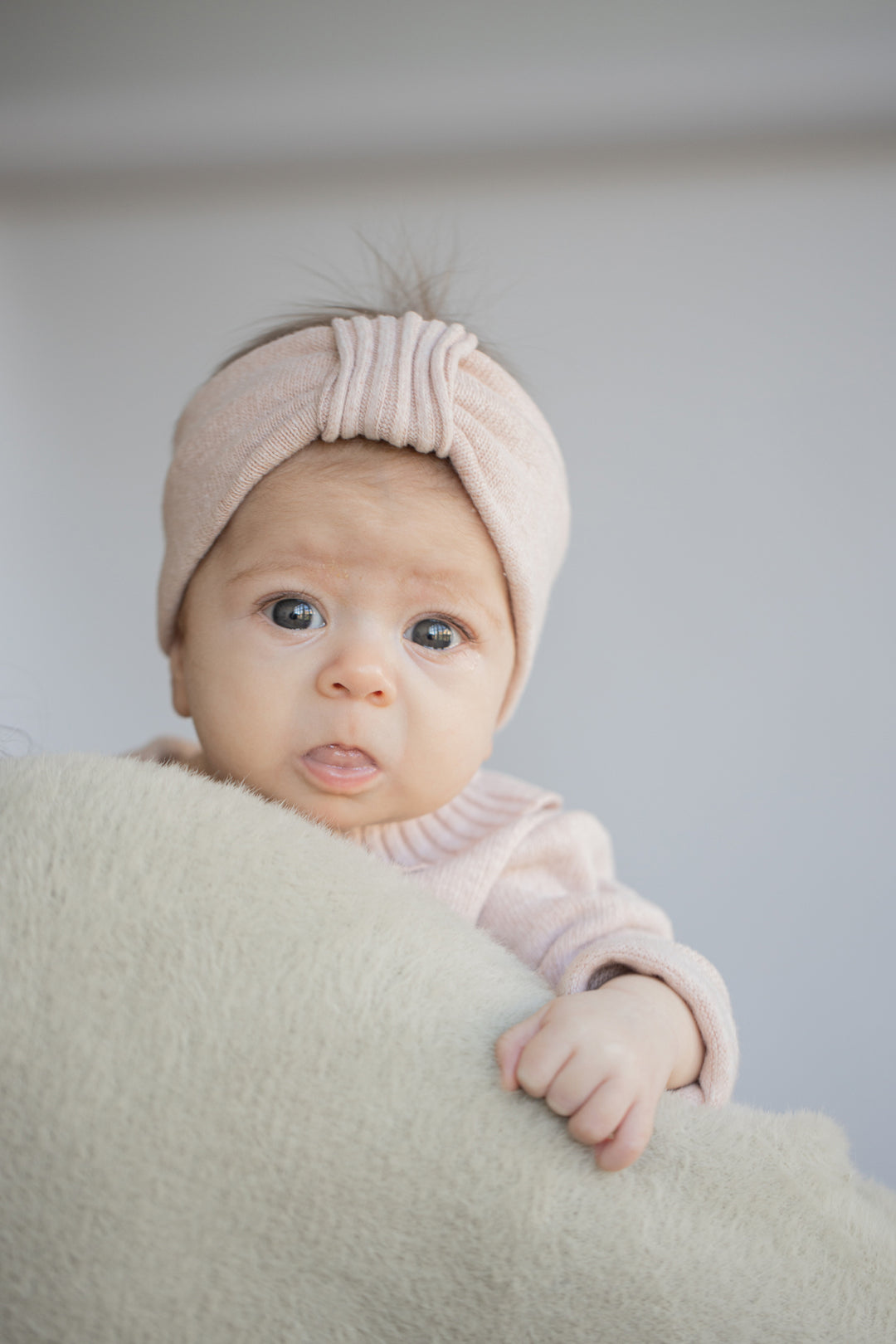 headband knot bow fleece - nude